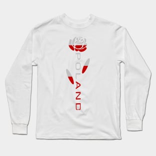 Poland Flag Rose Flower Long Sleeve T-Shirt